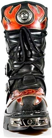 New Rock NEWROCK 107-S1 Red Skull Devil Black Leather Boot Biker Goth Rock Boots 46 | Image 3