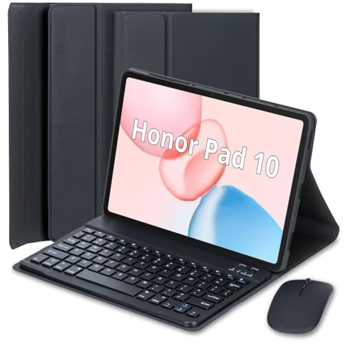 EHLCYS Funda con Teclado para Honor Pad 10 12,1 Pulgadas (Versión 2025), Español Ñ Teclado Bluetooth Inalámbrico Magnético Desmontable, Funda Protectora Ultrafina Multiángulo con Ratón