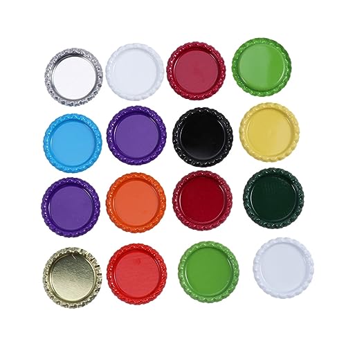 BRIGHTFUFU 100pcs 25.4mmmm Tinplate Beer Caps Flat Bottom Caps Without Inner Ring for Crafts Jewelry Random Colors
