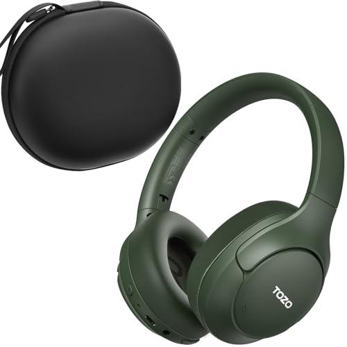 Image of TOZO HT3 Hybrid Noise Cancelling Headphones, 90H Battery Life Wireless Over Ear Bluetooth 6.0 Foldable Headset, AI Voice Assistant with 5 Mics, Connect 2 Devices & Hi-Res Sound, 32 Audio EQ, with Case