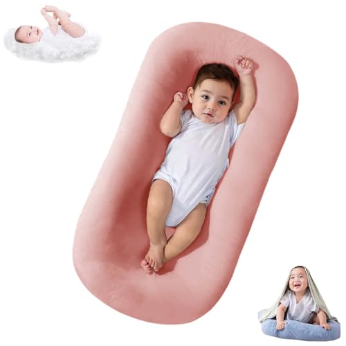 Image of DAOLUAN Baby Lounger Bionic Organic Lounger Soft Breathable Baby Lounger for Newborn Infant Babies 0-18 Months (Coral Pink, OneSize)