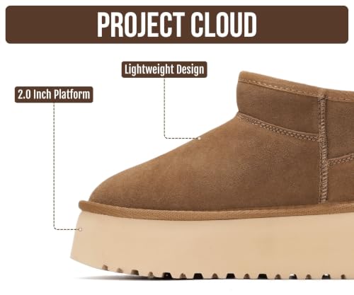 Image of Project Cloud 100% Genuine Leather Platform Ankle Boots for Women (Huggy) | Memory Foam Insole Lightweight Winter Booties - Womens Casual Footwear Fall Shoes - Fashionable Womens Boots with EVA Outsole