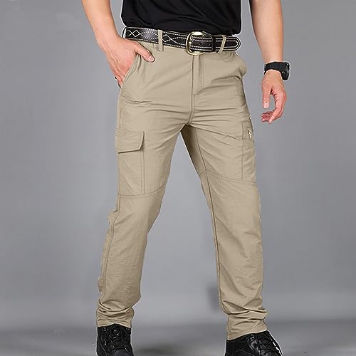 Generic Men Work Pants Straight Slim Fit Motorcycle Pants Solid Casual Pants Cargo Pants Stretch Waist Outdoor Tactical Pants2