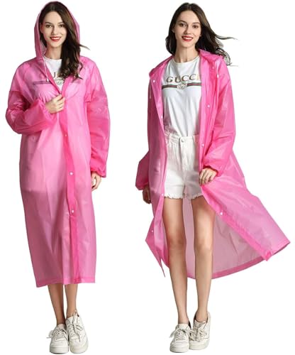 Image of Raincoat 2 Pack Rain Ponchos for men women Adults, Reusable Portable rain coat with Hood