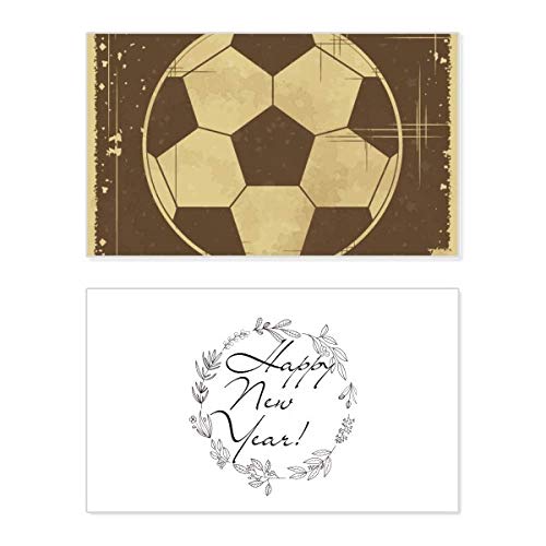 Tarjeta conmemorativa con patrón negro de fútbol sport para enviar mensajes de Año Nuevo