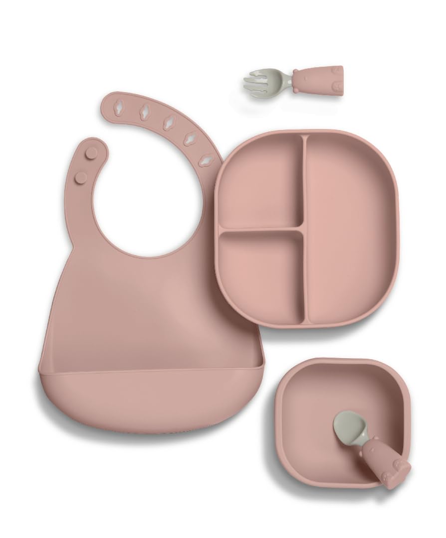 Mamas & Papas 4 Piece Silicone Weaning Starter Kit, BPA, Free, Baby Plate and Bowl with Suction