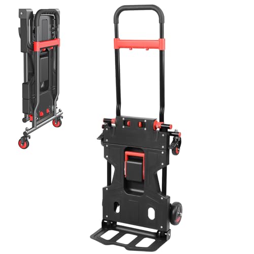 Carretilla plegable con capacidad 330 lb y 4 ruedas de goma miniatura 3