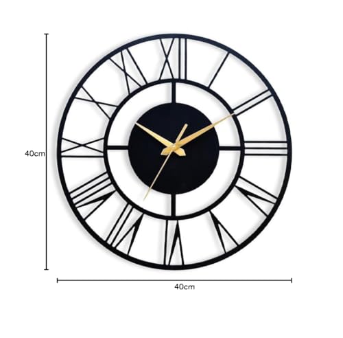 Image of Stylish Metal Wall Clock for Living Room, Bedroom, Office, Kitchen, Home and Hall | Antique Fancy Big Size Modern Wall Watch for Home Decor (Style-4, 50 CM)