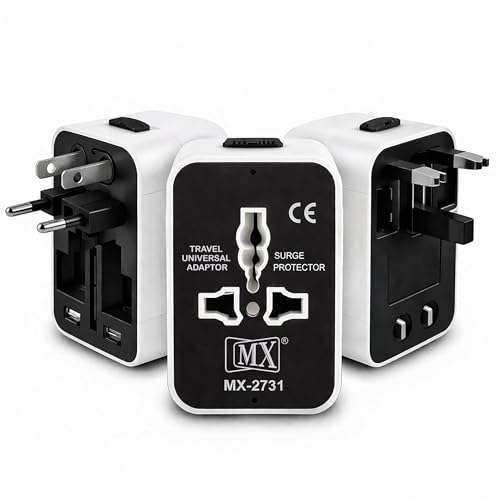 Image of MX Universal Travel Adapter | All-in-One Worldwide Plug Adapter for 150+ Countries | Compact Travel Socket with LED Indicator | Compatible with UK, Europe, USA, China, Japan & Thailand