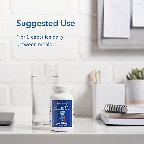 Allergy Research Group 200mg of Zen Supplement - GABA, L-Theanine, Calmness Support, Day or Night, Hypoallergenic, Vegetarian Capsules - 120 Count
