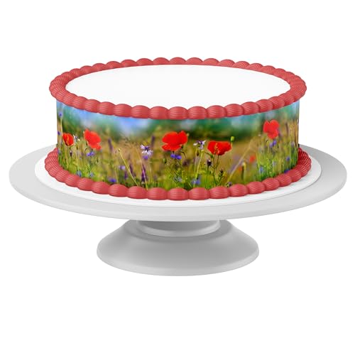 Tortenband Blumenwiese 3 essbar - 4 Stück á 24cm...