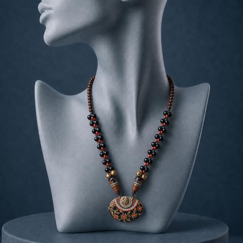 Image of Handcrafted Tribal Dhokra & Floral Charm Necklace Collection | Artisan Brass, Glass & Contemporary Statement Necklaces for Women | Ethnic, Elegant & Artistic Jewelry