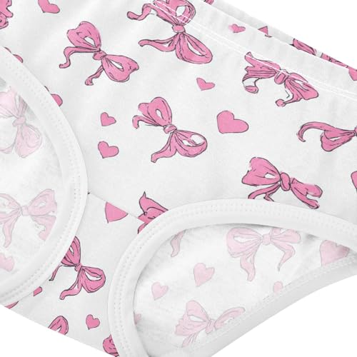 Wusikd Pink Bows Hearts (5) Girls' Underwear Cotton Girls Briefs Soft Toddler Underwear 2T4
