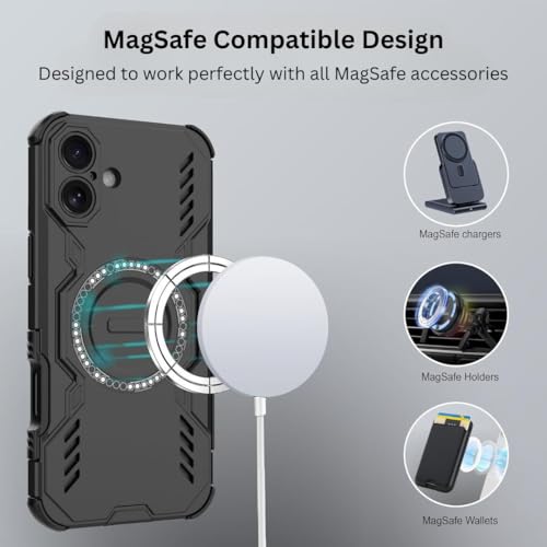 Image of Back Cover Case for Apple iPhone 16 Plus | 360 Protection Mobile Phone Case Mag-Safe | Camera Protection | i Phone 16 Plus Back Cover | iPhone 16Plus - Black TPU+PC