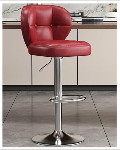 Taburetes De Bar, con Respaldo, Sillas De Bar De Altura Ajustable, Giro De 360°, Reposapiés De Metal, para Comedor Y Cocina, PU,B