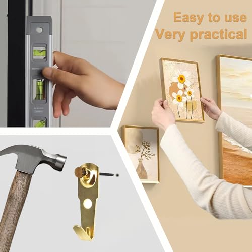 Image of 20PCS 30lbs Plaster Wall Picture Hangers Picture Hook with Nails for Hanging Pictures, Clock, Mirror, Painting Hooks Heavy Duty