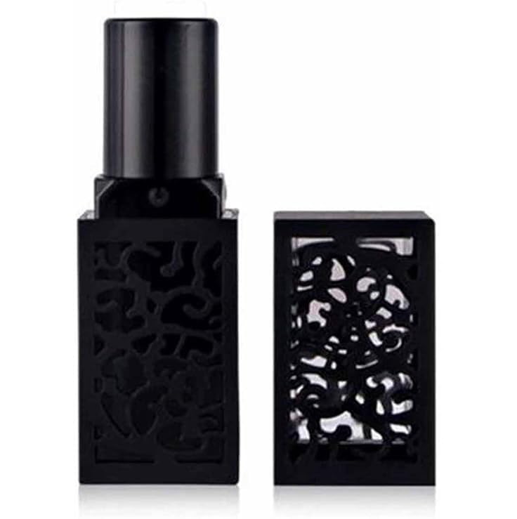 Tazweeq Lip Balm Tubes, Black Empty Hollow-out Plastic Lip Lipstick Tube, Refillable Lip Balm Storage Containers for DIY Homemade Lipsticks, Square Tube