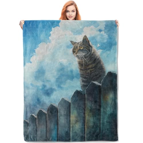 VANZEV Cute Cat Flannel Blanket, Cat Gifts, Cat-Themed Blanket ...