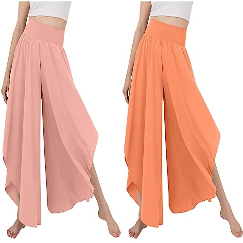 Calças de ioga de cintura alta com fenda alta garfo longo casual, calças de ginástica femininas Yaga