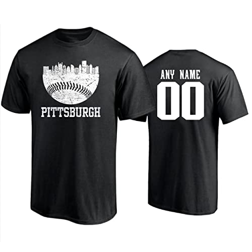 Pittsburgh Baseball Cityscape Distressed Novelty Pirate Gift T-Shirt