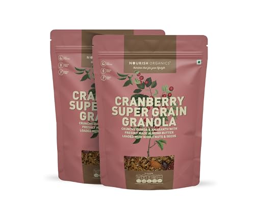 Image of Nourish Organics Cranberry Super Grain Granola, 270g | Quinoa | Oats & Millets | Nuts & Seeds (Pack of 2)