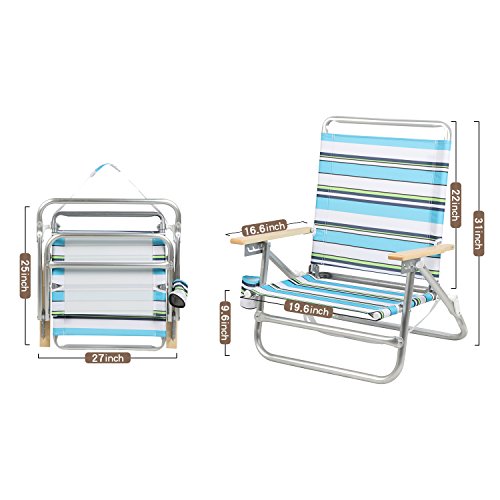 Portal Beach Chair, 31.1” (H) X 19.69” (L) X 14.17” (W), Blue #TOP4