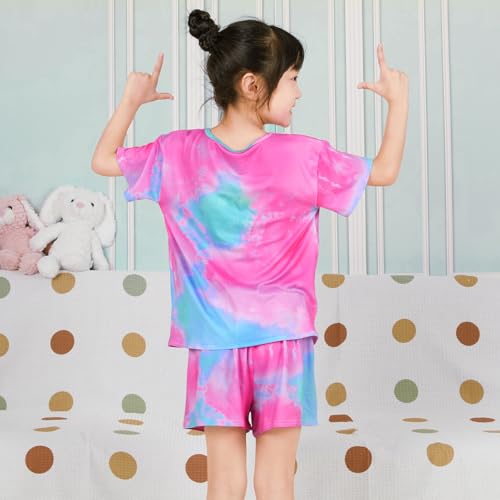 ICOSY Girls Pajamas Set for Kids Pajamas 2 PCS Short Sleeve Top and Shorts Pants for Toddler Girls Clothes Size 8-144