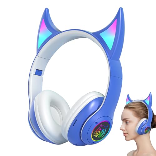Genérico Auriculares para Juegos sobre la Oreja,Auriculares sobre la Oreja inalámbricos - Deportivos inalámbricos Devil Cat Ear, supraaurales, Orejeras para Juegos con Luce