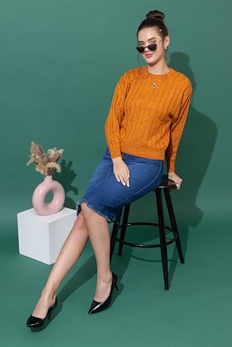 Image of Wear lusso Women's Woolen Cable Knit Pullover Sweater | Full Sleeve Round Neck Winter Wear | 100% Wool Soft & Warm Stylish Sweater for Girls, Ladies & Women | Cozy Casual Winter Fashion