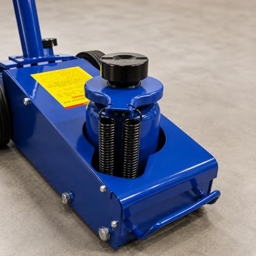 Image of Stark USA 22 Ton Hydraulic Floor Jack Air-Operated Axle Bottle Jack with (4) Extension Saddle Set Built-in Wheels, Blue