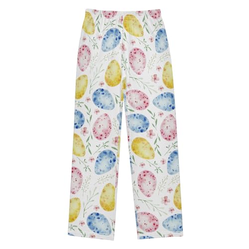 Easter Egg Floral Boys Long Pants Soft Trousers Elastic Waist Kids Lounge Bottoms with Pockets S-XL