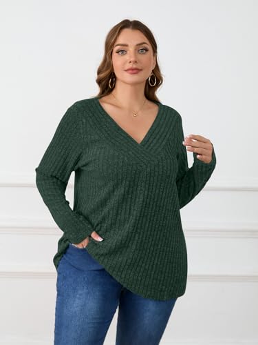 Image of BELAROI Womens Plus Size Sweaters V Neck Fall Tunic Top Pullover Shirts