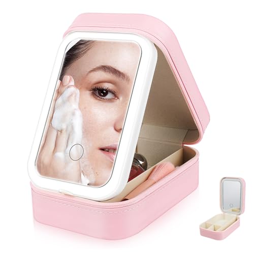Boîte de rangement maquillage voyage et organisation nomade avec miroir tactile