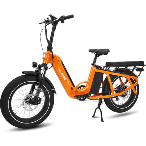 HAOQI Camel Electric Bike for Adults, 750w Brushless Motor,48V 27.8Ah Dual Battery for 90-120 Miles Range,20 * 4" Fat Tire Cargo Ebike, 450lbs Weight Capacity with Front and Rear Baskets