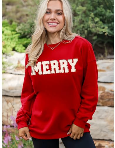 Merry Chenille Letter Oversized Christmas Sweatshirt - Image 5