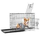 The Fellie Dog Crate Medium Size, Dog Cage, Includes Leak-Proof Pan, Puppy Pet Cage with Double Door, Folding Metal Wire Training Medium Dog Crate, Indoor Outdoor Basic Dog Crates, 60x42x50cm