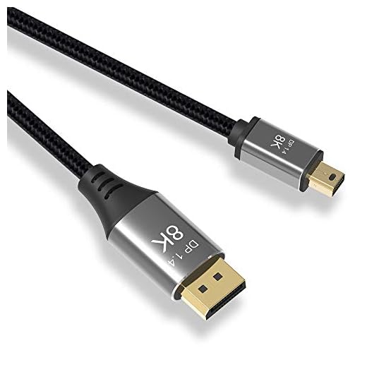 YIWENTEC 1 m 3,3 fot mini DP till DisplayPort-kabel 8 K (7680 x 4320) @ 60 Hz 4K @ 144 Hz DisplayPort 1.4 dubbelriktad överföring DisplayPort till Mini DisplayPort 8K-kabel (1 m)