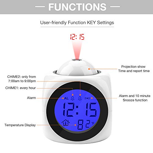 Creative Attention Black Projection Digital Weather Lcd Clock Bell Alarm Display Backlight Projector Children Clock Timer Black And Grey Kitten #TOP3