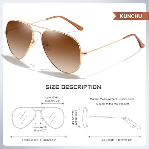 Image of Classic Aviator Sunglasses for Men Womens Polarized UV Protection Driving Sunglasses