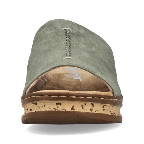 Rieker Damen Pantoletten 62905, Frauen Slipper,Schlupfschuhe,schluepfschuhe,Slip-ons,Backless Slipper,Gartenschuhe,grün (53),39 EU / 6 UK