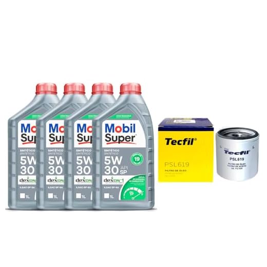 Kit Revisão e troca 4 Litros de óleo Onix á partir do ano 2012 Mobil 5W30 + Filtro PSL619 Tecfil Original