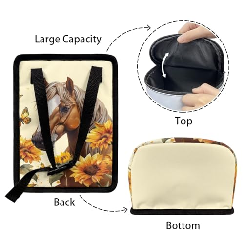 Image of Hanging Sunflower Horse Car Trash Bag Zip Leak Proof Vehicle Garbage Bin with Lid Mini Portable Vehicle Waste Storage Bag for Automotive Front Back Seat Headrest