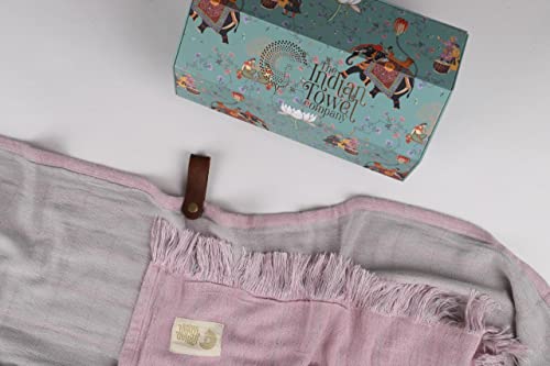 The Indian Towel Company Bath Towel - Worlds 1St Banana Viscose Yarn Towel | Double Cloth Dual Color Design | Giftable Canister Packaging | Mystic Rose #TOP1