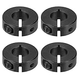 sourcing map 4 Stück einzelner geteilter Schaftkragen, 14 mm Bohrung, einteiliger Klemmkragen, 30 mm Außendurchmesser, 11 mm Dicke, Karbonstahl, Schlosskragenklemme mit Stellschrauben (Schwarzoxid)