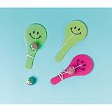 Amscan INT390578 - Paddleballs, 12 Stück, Größe 12,1 x 5,5 cm, Spiel, Mitgebsel, 3 Jahre to 99 Jahre