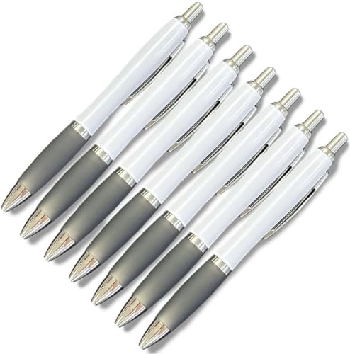 K.インテリア ボールペン 7本 セット ペン 1色 黒色 ブラック 1.0mm 油性 筆記用具 業務用 ギフト (白色ホワイト)