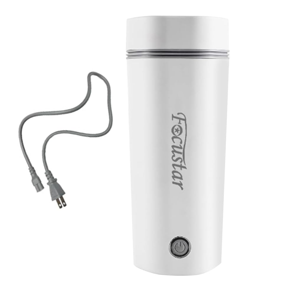 Focustar 電気ケトル 小型 ポータブルケトル 350ML 300W 低消費電力 ポータブル電源で使用可能 トラベルケトル 8分で早く沸騰 沸騰したら自動OFF 空焚き防止 お湯が沸かせる水筒 持ち運び 旅行 車中泊に便利 PSE認証済み 日本語説明書付き