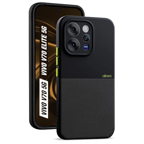 Image of AIBEX Premium Back Cover Case Compatible For Vivo V70 5G / Vivo V70 Elite 5G| Scratch & Drop Tested Shockproof Matte Texture Case with Soft Microfibre Lining | Slim Fit Cover with Anti-Scratch - Black