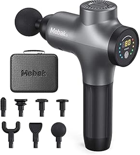Mebak 3 Pistola Massaggio Muscolare Professionale Pistola Massaggiante Massage Gun Tessuto Profondo Corpo Sollievo Dolore Elettrico Silenzioso Massaggiatore 3200RPM 7 Testa 5 Velocità 12mm Ampiezza