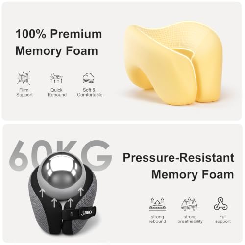 Image of Ergonomic Travel Pillow,100% Memory Foam Travel Neck Pillow for Airplanes